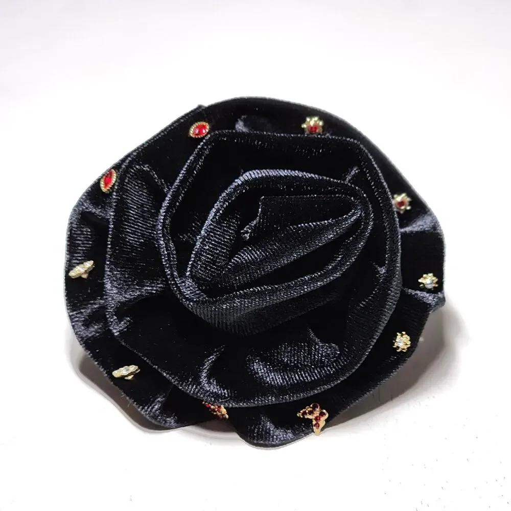 Free People Rosette Stud Pack Velvet Rose Brooch Earrings Set